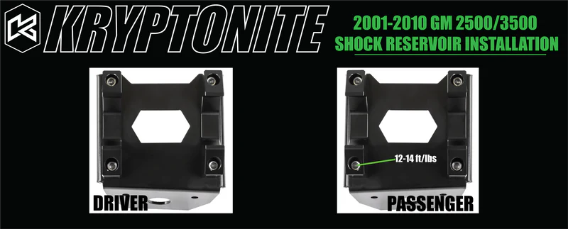 KRYPTONITE DEATH GRIP FRONT SHOCK RESERVOIR MOUNT KIT 2001-2010
