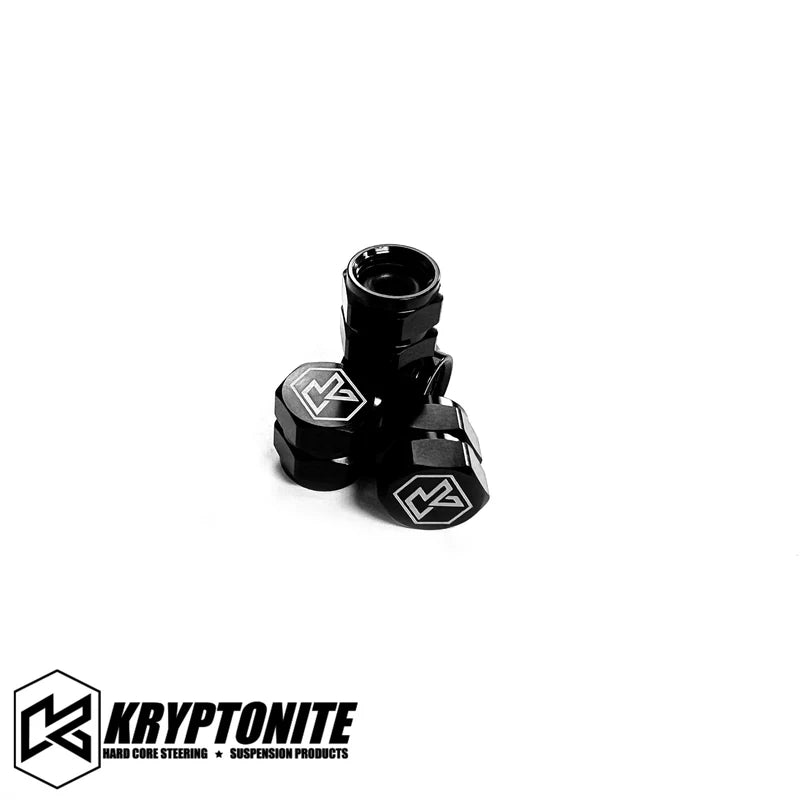 KRYPTONITE MACHINED ALUMINUM VALVE STEM CAPS | STANDARD SCHRADER VALVE (KRVSC)