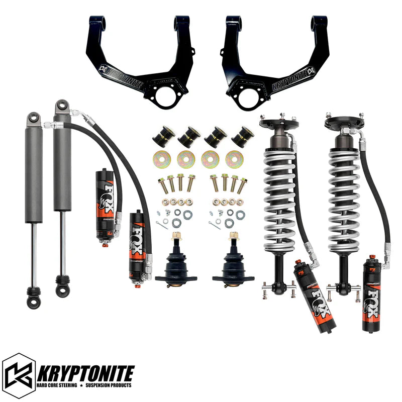 KRYPTONITE STAGE 3 LEVELING KIT WITH FOX PERFORMANCE ELITE SHOCKS FOR 1/2 TON 6 LUG TRUCKS 2019+ AT4/TRAIL BOSS