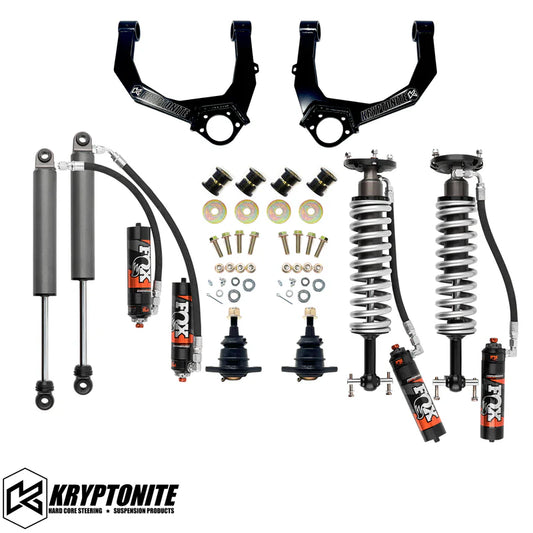 KRYPTONITE STAGE 3 LEVELING KIT WITH FOX PERFORMANCE ELITE SHOCKS FOR 1/2 TON 6 LUG TRUCKS 2019+ AT4/TRAIL BOSS